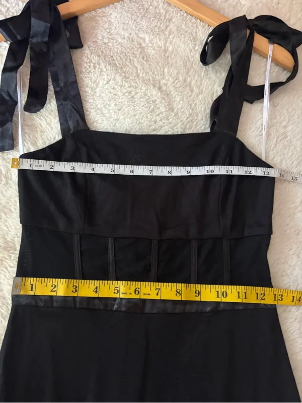 Lulus Enticing Mystique Black Tulle Tie-Strap Tiered Maxi Dress Size Small NWT - Image 8