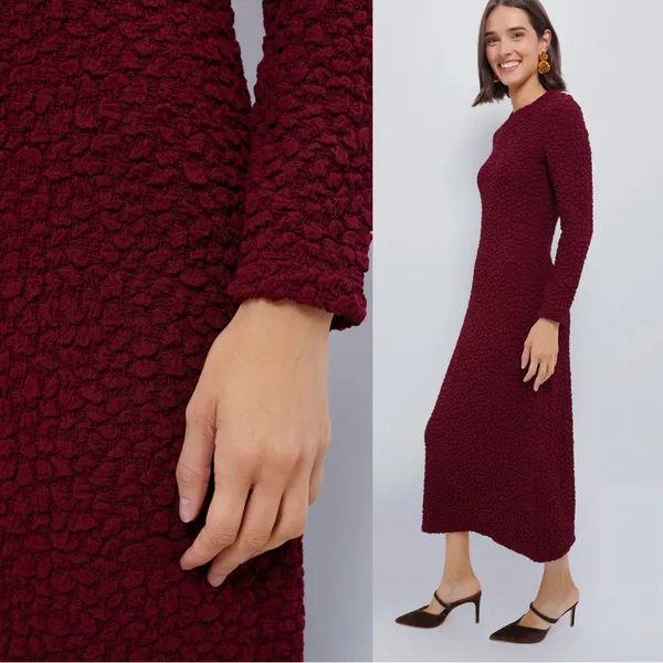 Hyacinth House • Tuckernuck Maroon Textured Madison Maxi Dress midi stretch knit - Image 7