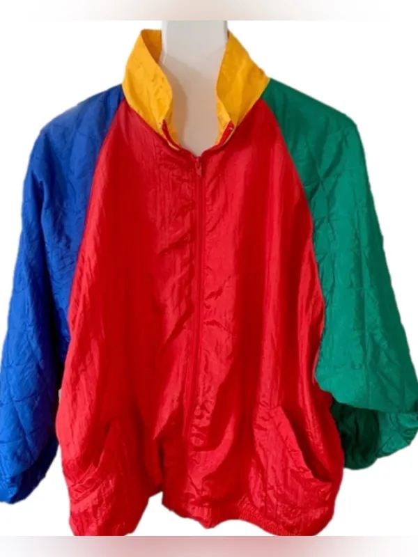 80’s Bright Colored Windbreaker Long Sleeve Jacket Size L - Image 7