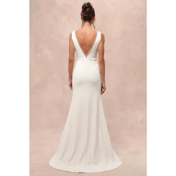 NWOT Lulus Captivating Promise White Sleeveless Mermaid Maxi Dress Bridal Gown S - Image 2