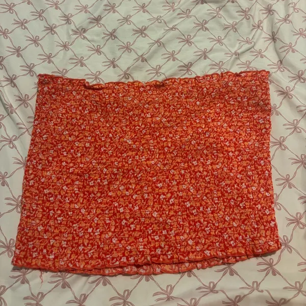 Aerie Red and White Floral Crop Tube Top - Image 2
