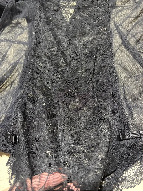 Victoria’s Secret y2k Black Lace Bodysuit Sheer Teddy 36C - Image 5