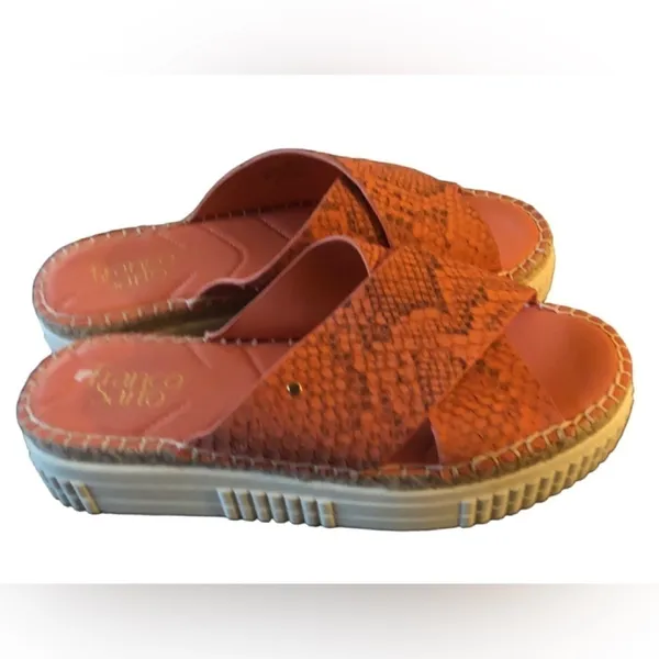 Franco Sarto Birch Slide Platform Sandal 8.5 Salmon Python Print Festival Summer - Image 3