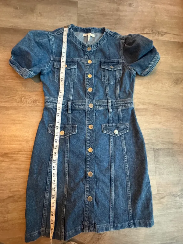 Maje Puff Sleeve Denim Button-Front Dress - Image 4