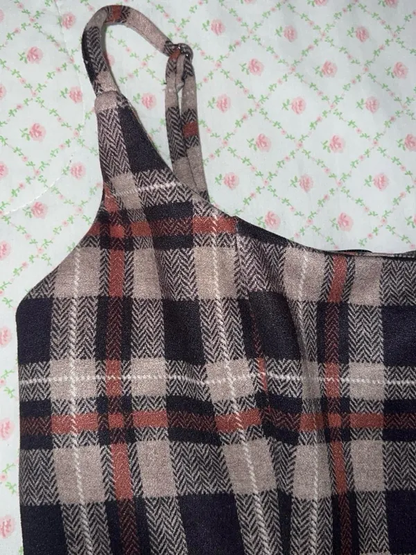 Papaya Brown plaid mini dress - Image 3