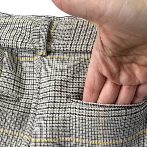 Ann Taylor Cropped Dress Pants Glen Plaid Belted Tapered Tan Preppy Womens 4P‎ - Image 10