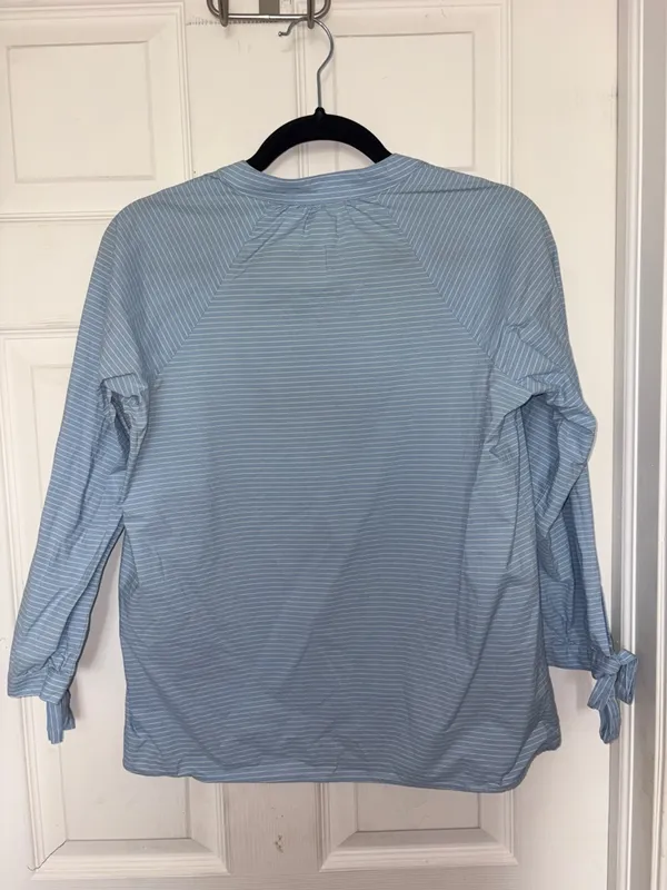 Madewell Tie Sleeve Popover Top Blue Size XS - Image 5