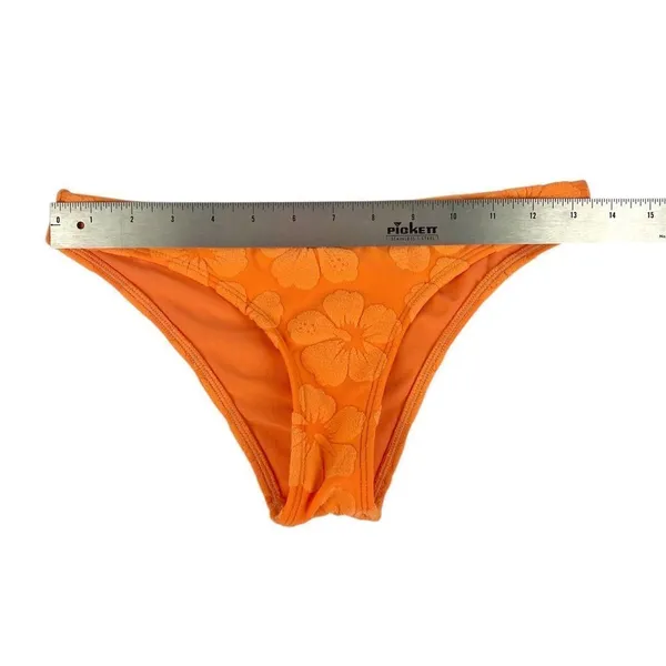 Hollister Bright‎ Orange Terry Cloth Hibiscus Print Bikini Bottoms Size XS - Image 3