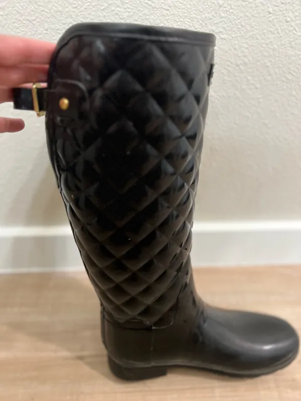 Black Quilted Hunter Rain Boots - Image 9