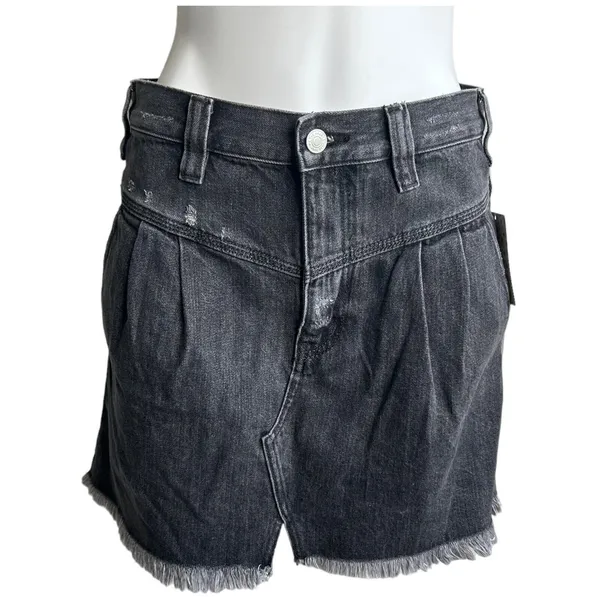 New FREE PEOPLE Sidecar Mini Denim Skirt Sanded Black Grey Size 28 UK10 ($78)‎ - Image 2