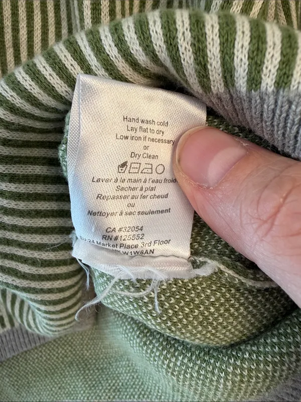 dolan Light Green Striped Long-Sleeve Knit Top with Yellow Trim size medium - Image 5