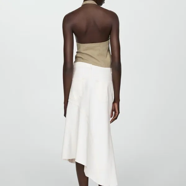 Mango Asymmetrical Cream Skirt - Image 2