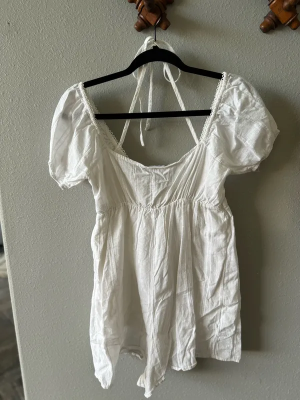 Lelis White Romper with Puff Sleeves - Image 2