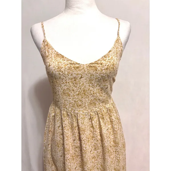 Camellia Ditsy Floral Maxi Dress Womens S Beige Sundress Smocked Cottage Summer‎ - Image 2
