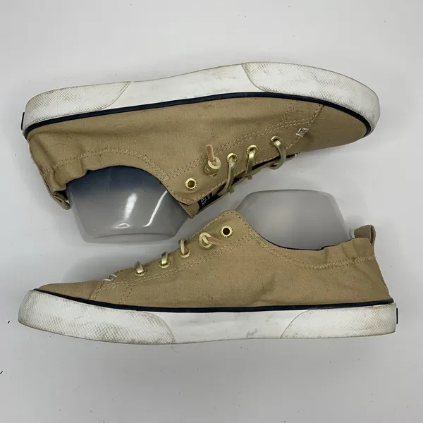 Sperry Size 9 Top‎ Sider Seacoast Tan Gold Lace Up Fashion Sneaker Shoes Women’s - Image 3