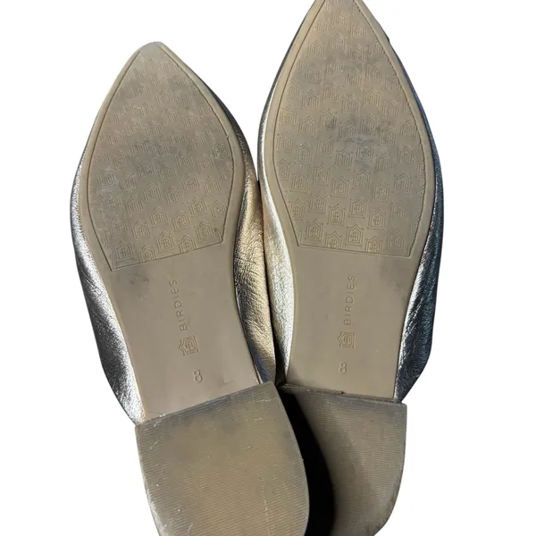 Birdies The Swan Gold Leather Mules Women's 8 Pointed Toe Slip On Flats - Image 6