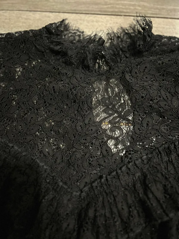 x Revolve Mariella Lace Ruffle Blouse in Black - Image 4