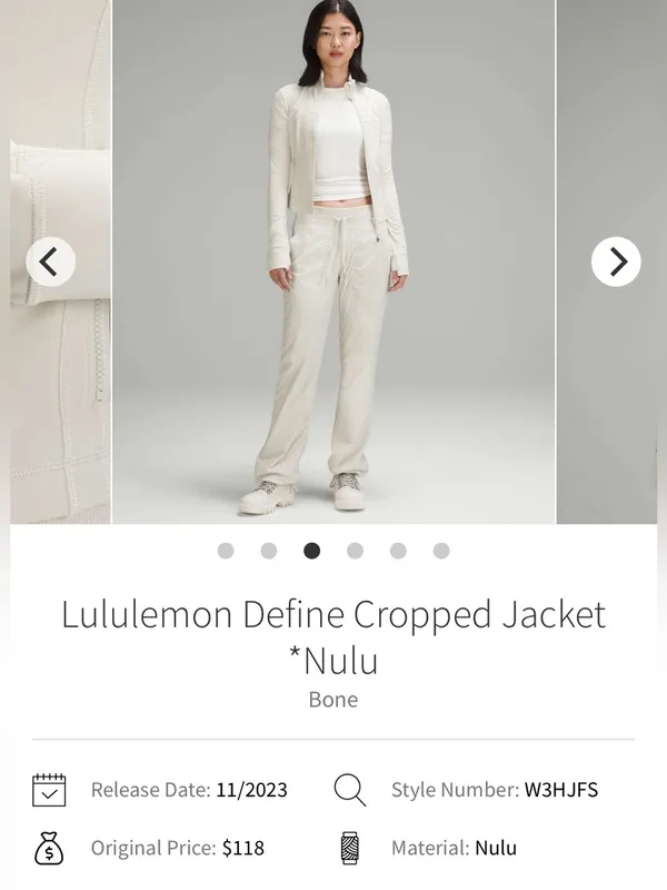 lululemon athletica Define Cropped Fitted Zip Jacket Bone Size 2 - Image 3