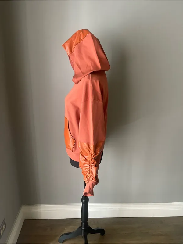 NOLI Burnt Orange Vegan Leather Hoodie - Image 6