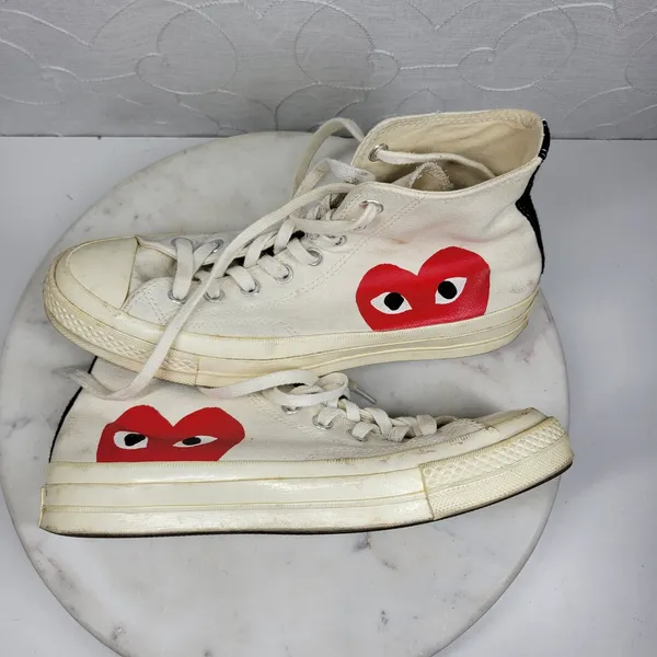 Converse x Comme des Garcons PLAY Chuck 70 High Top Sneakers M7 W9 Heart Logo - Image 15