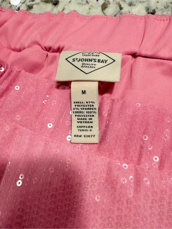 St. John’s Bay Pink Sequin Midi Skirt M Disco Party Barbiecore - Image 3