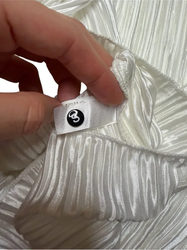 🤍 Bridal Pajama Set Size Small Pleated Button Down Pants Wedding PJs 🤍 White - Image 5