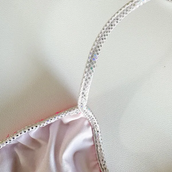 Roma Womens Hot Pink Sequin Scalloped Batwing Festival Rave Bikini Top Size S - Image 5