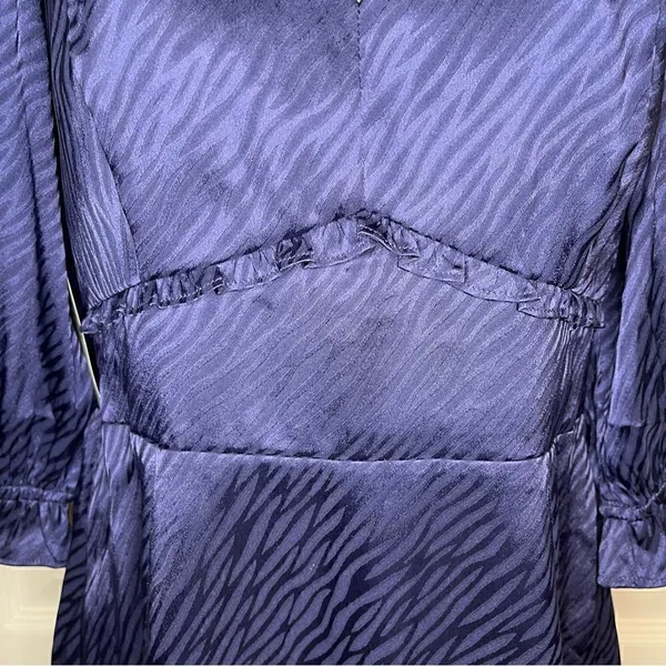 Collective Concepts Zebra Jacquard Mini Dress Satin Blue M - Image 5