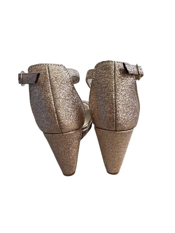 BENJAMIN WALK Glitter Rose Gold Wedges Sandals Size 8 - Image 5