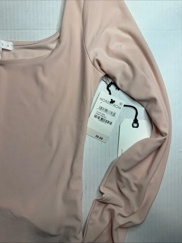 Nordstrom Soft Pink Long-Sleeve Scoop Neck Bodysuit - Image 3