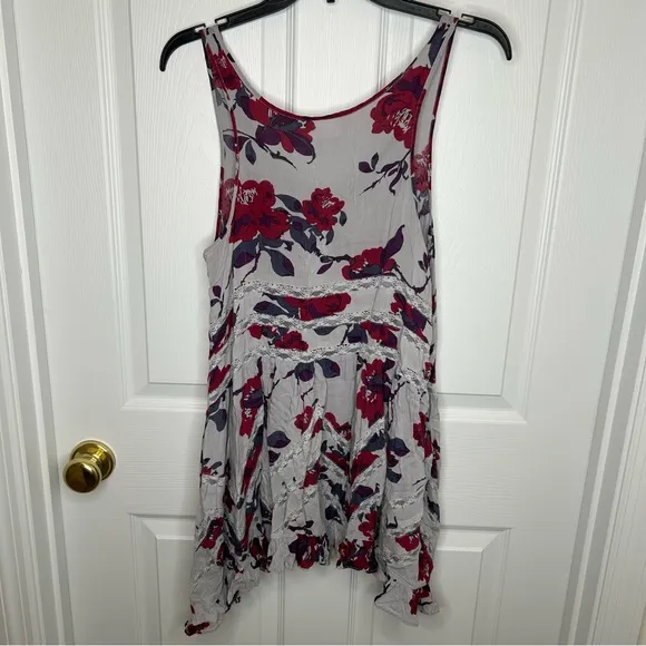 Free People Grey Floral Voile and Lace‎ Trapeze Slip Dress Size S - Image 3