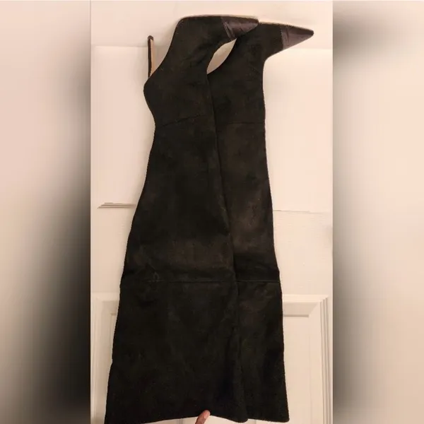 Good American Thigh High Slouch Faux Suede Women’s Black Boots Size 5.5 - Image 4