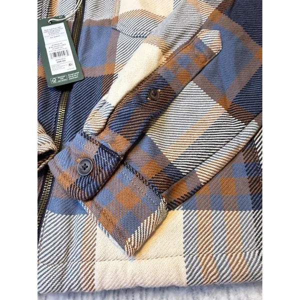 Alpine Design Sherpa Lined Plaid Flannel Jacket Women's XS Blue Brown Tan‎ NWT - Image 5