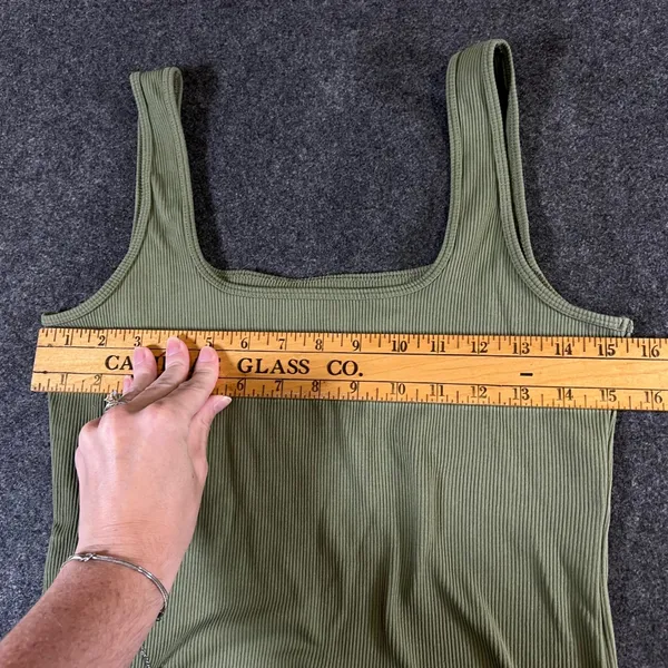 Abercrombie & Fitch Soft AF Ribbed Bodysuit Olive Green‎ Square Neck Large - Image 6