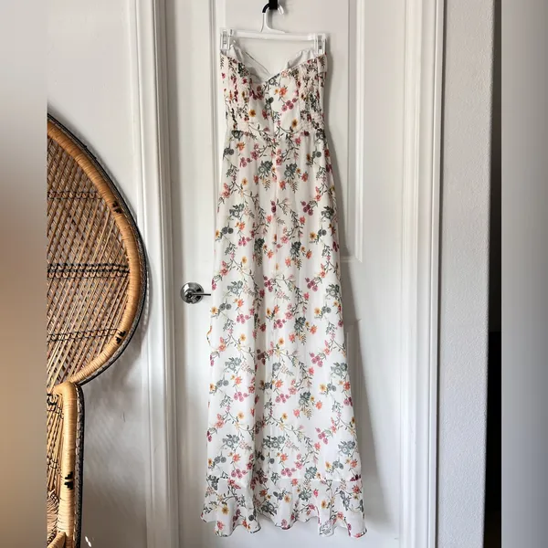 Amanda Uprichard Eden Strapless White Floral Gown Elegant Cocktail Party Dress M - Image 6