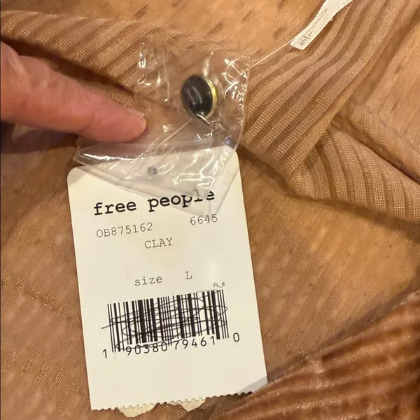 NEW Womens Free People Tan Corduroy Teddy Jacket L - Image 6