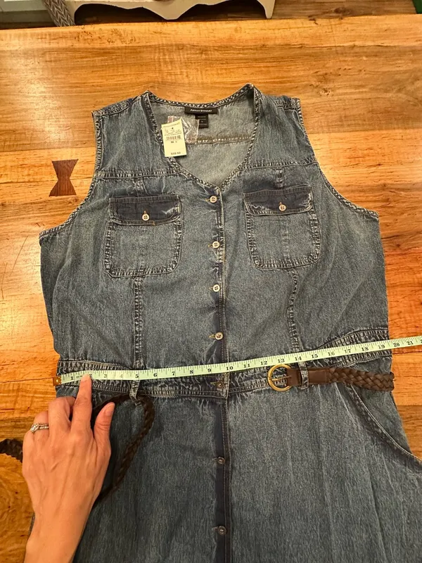 Ashley Stewart Denim Maxi Dress Size 16 NWT Bohemian Western Coastal Cowgirl - Image 9
