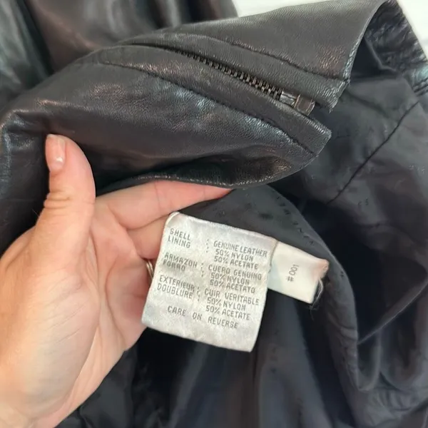 Nine West Vintage 100% genuine leather zip front jacket M - Image 5