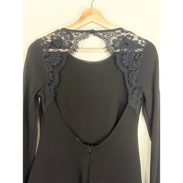 Lulus‎ Black Y2K Lace Open Back whimsigoth Mini Dress Long Sleeve Size M - Image 3
