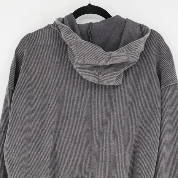 Aerie Women's Ribbed Cropped Hoodie Charcoal Gray Size Small Oversized Casual - Image 8