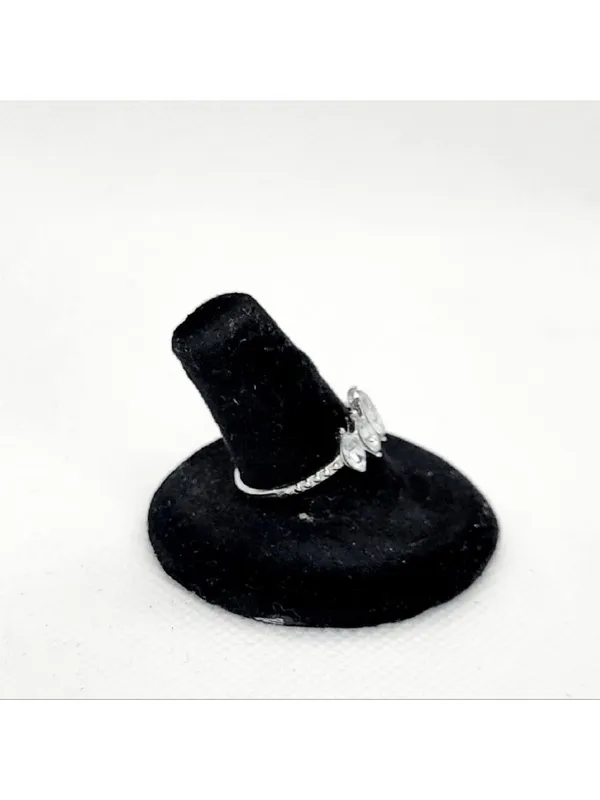 Silver Tone Marquise Cut CZ Ring Size 6 75 - Image 3