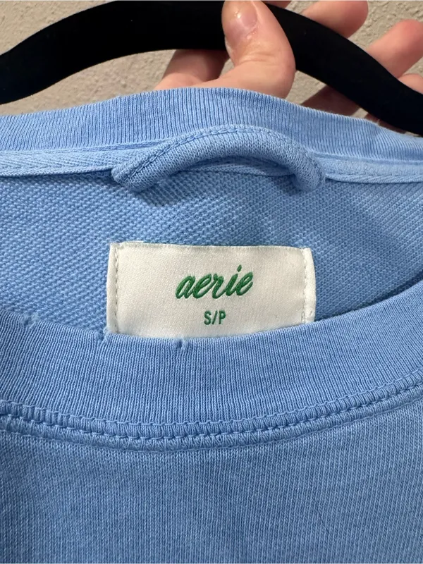 Aerie Cropped Tied Knot Top In Blue - Image 3