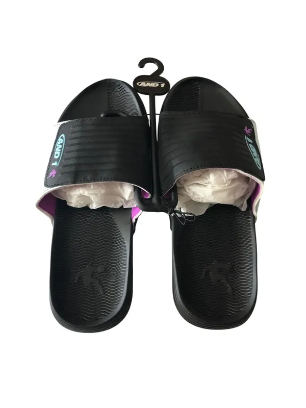 AND1 Nothin But The Best Slide Sandals Black Light Blue Womens Size 6 - Image 3