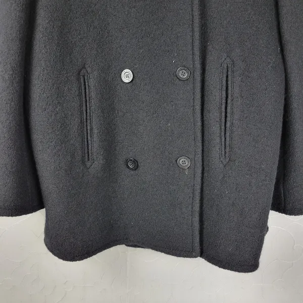 Liz Claiborne Womens Pea Coat 14 Black Wool Double Breasted Outerwear Winter - Image 4