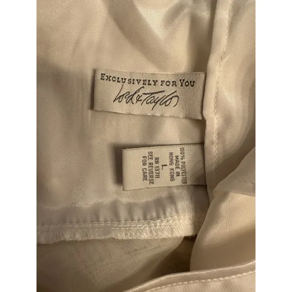 Lord & Taylor Babydoll Nightie Chemise Chiffon Embroidered Flowers Vintage Large - Image 5