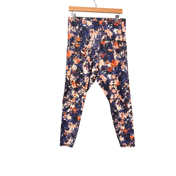 Old Navy Leggings L Multi Floral Powersoft Go Dry High Rise Pockets Athleisure - Image 2