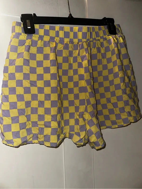 Ascot & Hart Yellow & Lavender Check Button Down + Shorts Lounge Set - Image 9