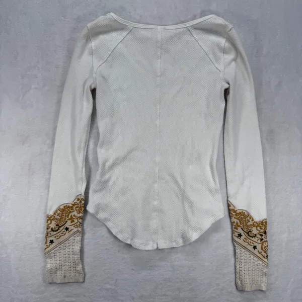 We The Free Thermal Top Paisley Cuff Long Sleeve Shirt Casual White Size S‎ READ - Image 8