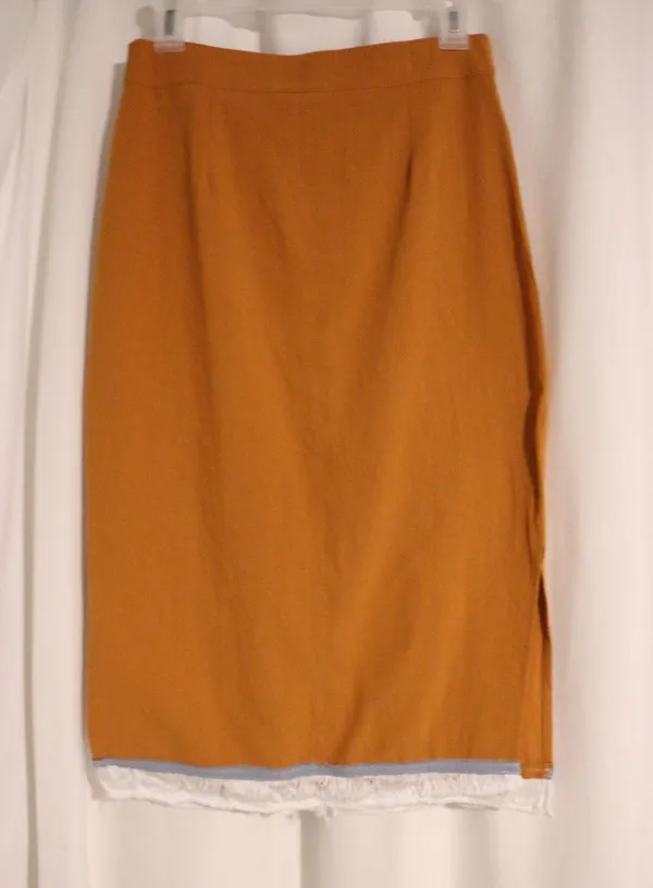 Tan Skirt with splits fringes button front midi - Image 3