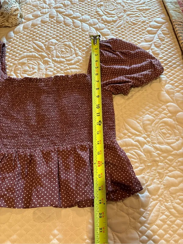 J.Crew Squareneck Smocked Cotton Voile Top Sable/white women’s M - Image 8